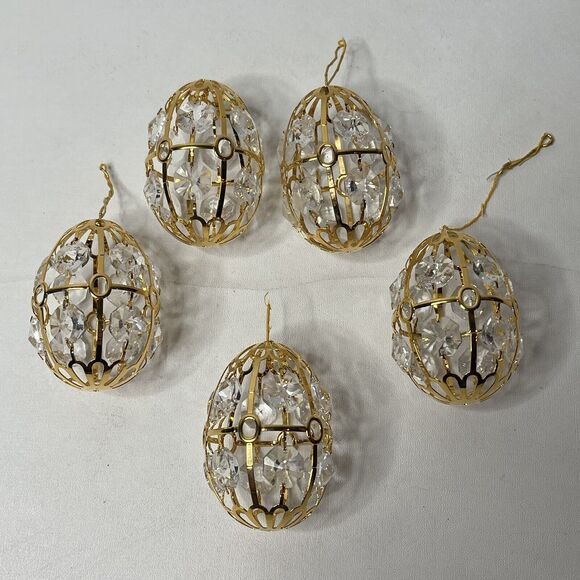 Lot Of 5 Faberge Imperial Collection Gold Crystal Egg Ornaments PLEASE READ - Picture 1 of 12